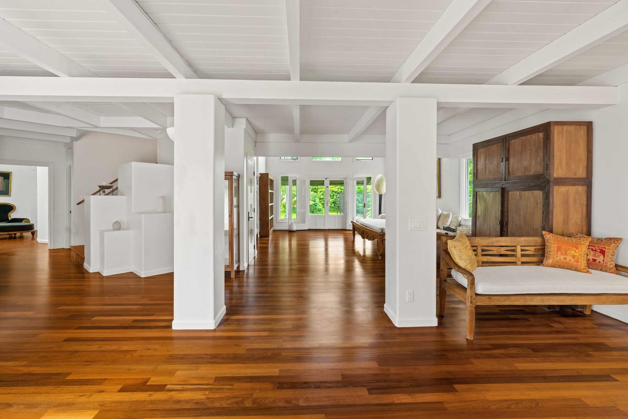 Interior hall opening to the gardens