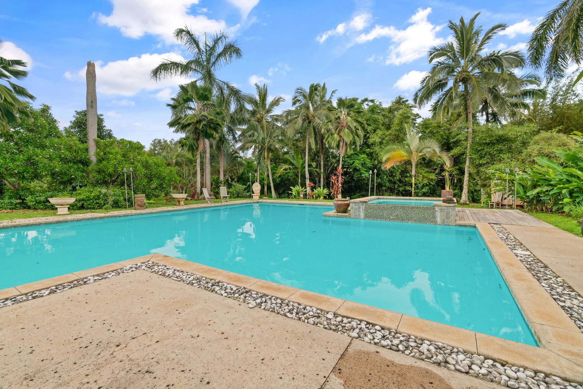 Pool deck looking toward the orchard